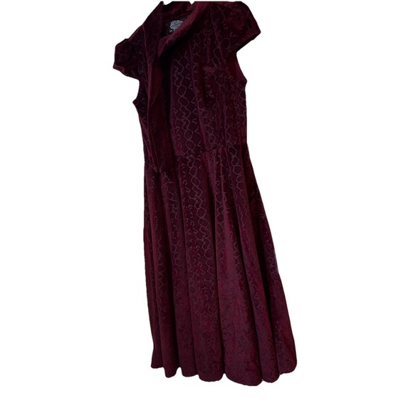 hearts‎ & roses size 8 heavy burgundy plum velvet 50s style dress stunning EUC - Picture 2 of 8